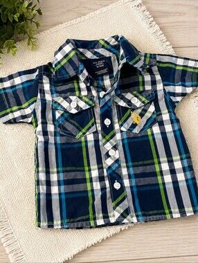 Size 6-9 month baby boys plaid button down shirt